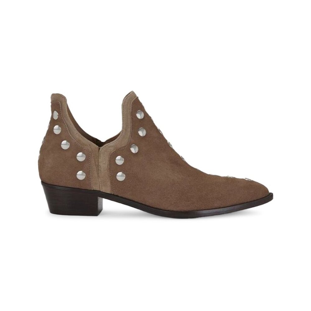 BUTITI - Khaki Grommet Studded Block Heel Bootie
